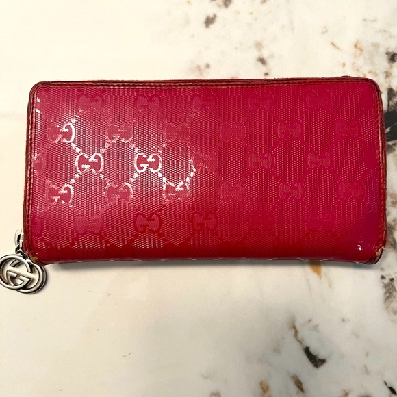 Gucci Handbags - Gucci GG Zip Around Wallet- Rose Red